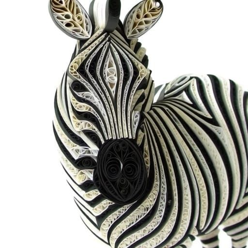 Intricate Quilled Paper Zebra Art