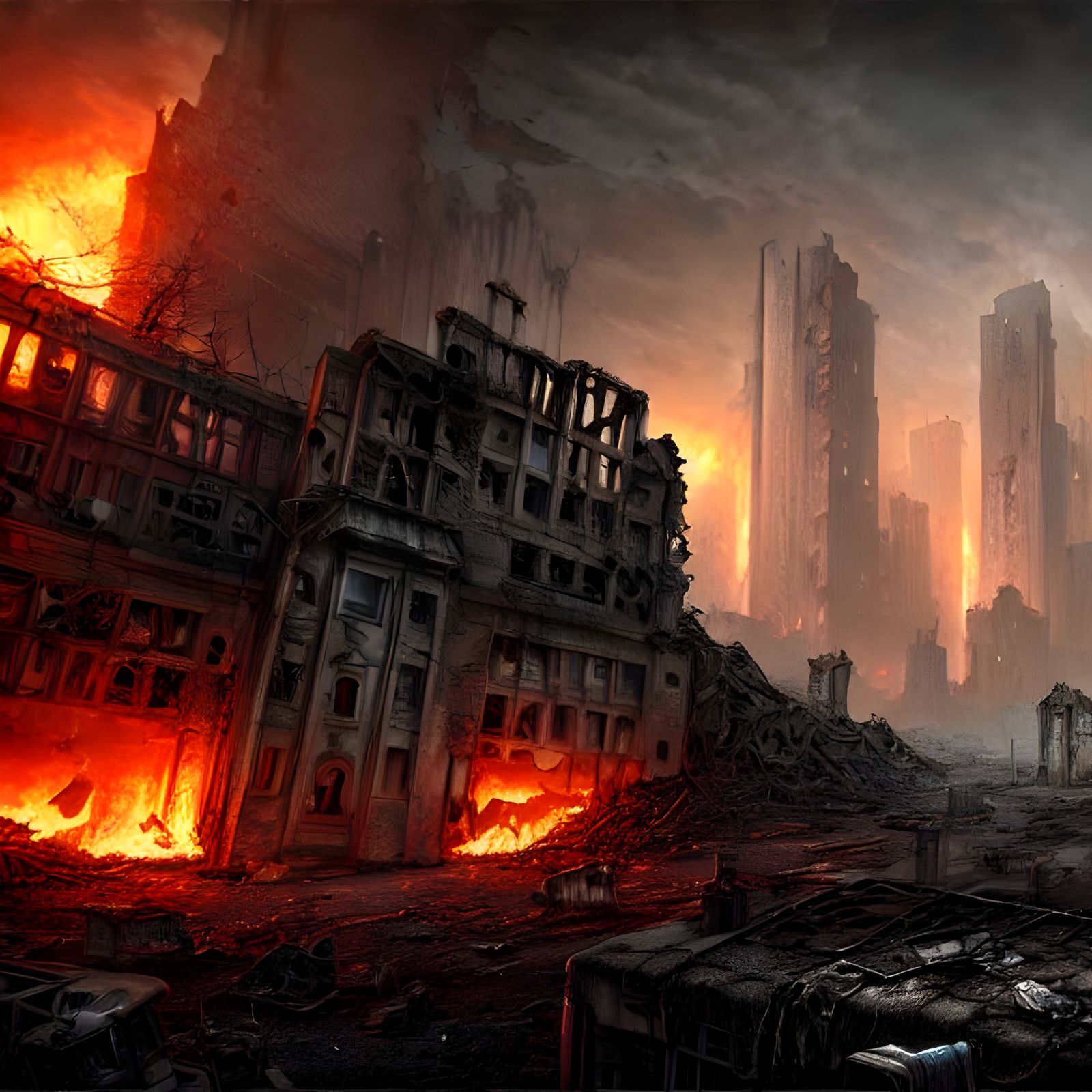 Dystopian Post-Apocalyptic City Ruins