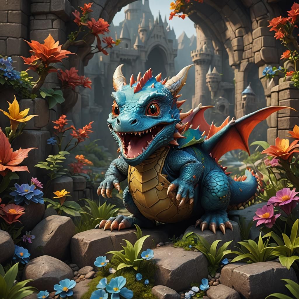 Adorable Pocket Dragon in Detailed Digital Painting