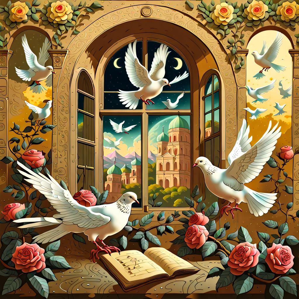 Detailed Graphic Drawing of Ancient Map with Gold Accents