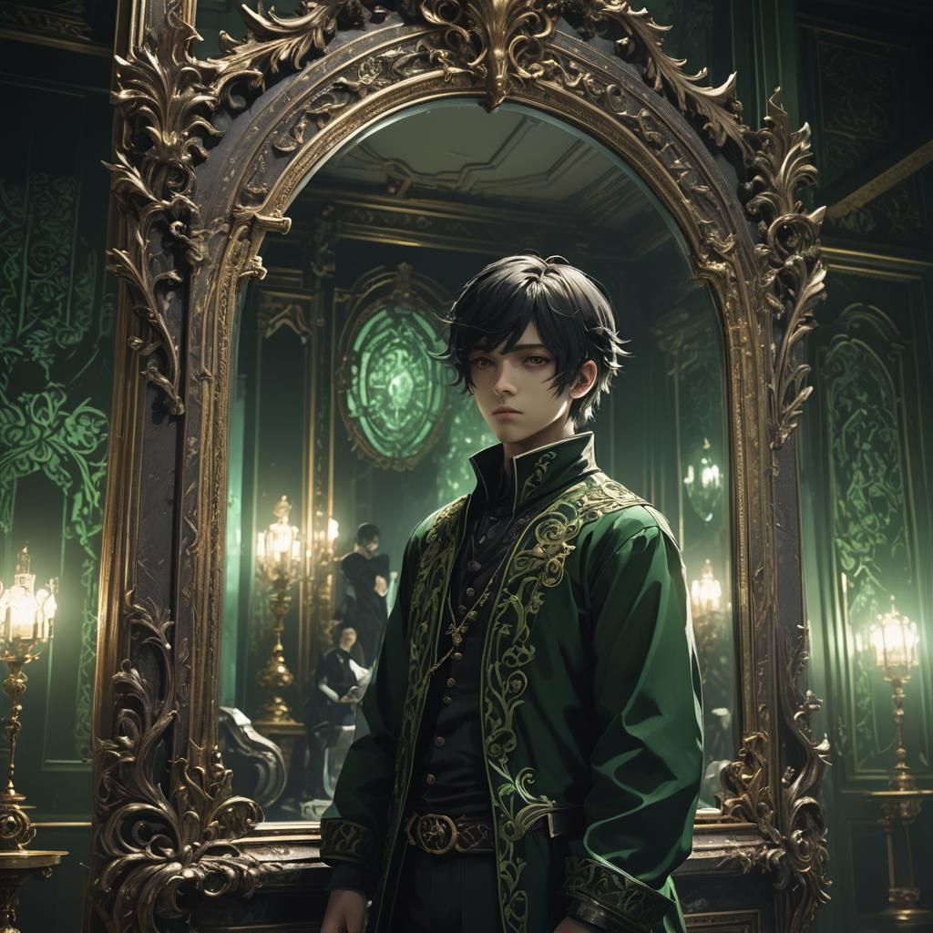 Cinematic Mirror Portal with Anime Influence