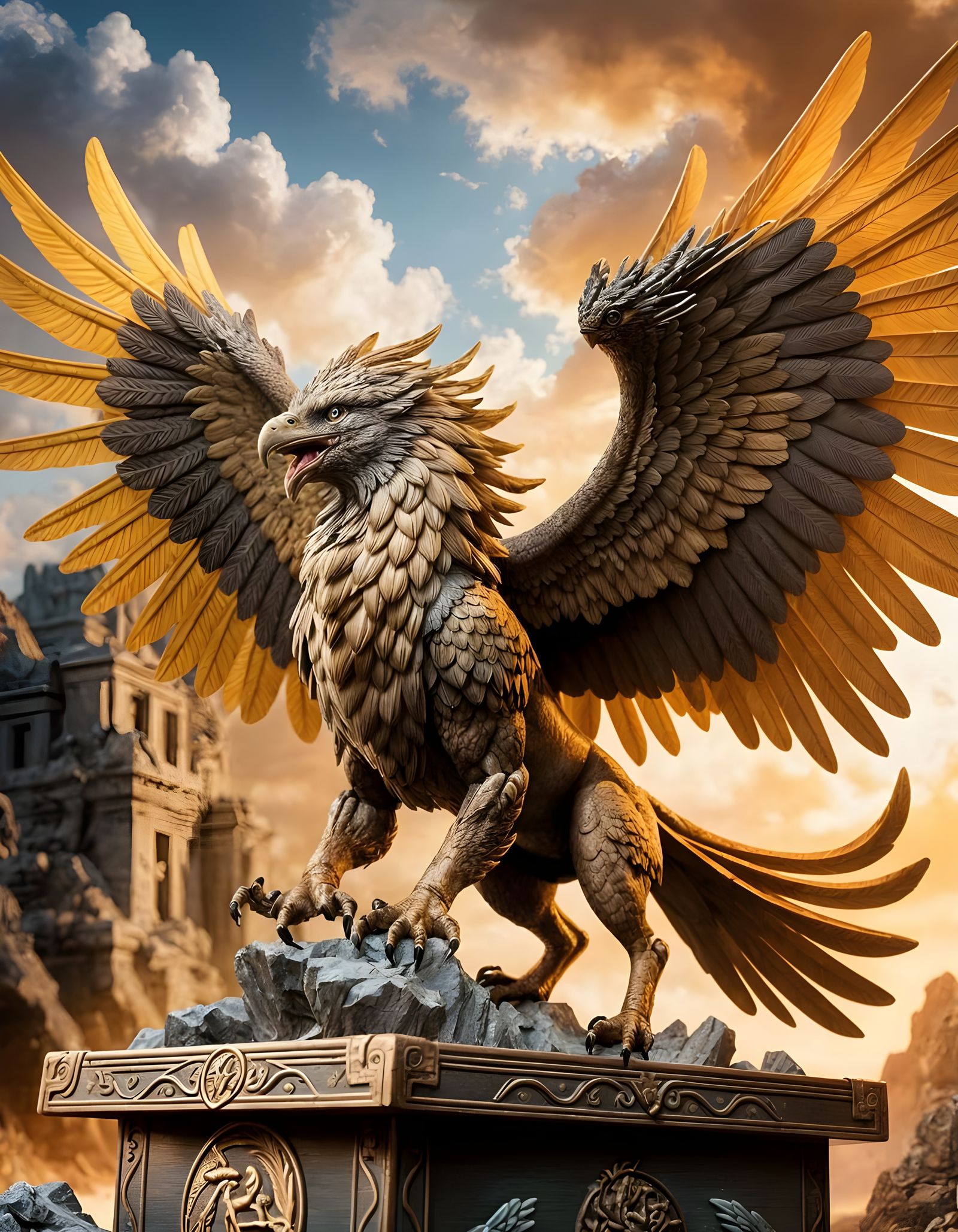 Fantasy Griffin Collectible Action Figure Box in Hyperrealis...
