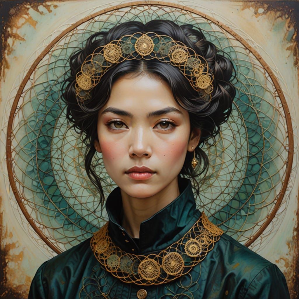 crystoleum androgynous portrait Kanchan Mahon. patina spirog...