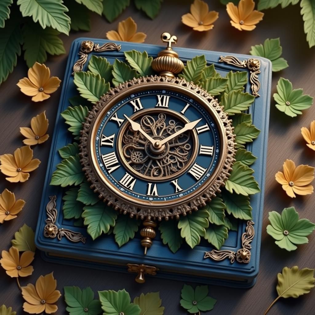 Fantastical Clockwork Mechanism in Lush Foliage