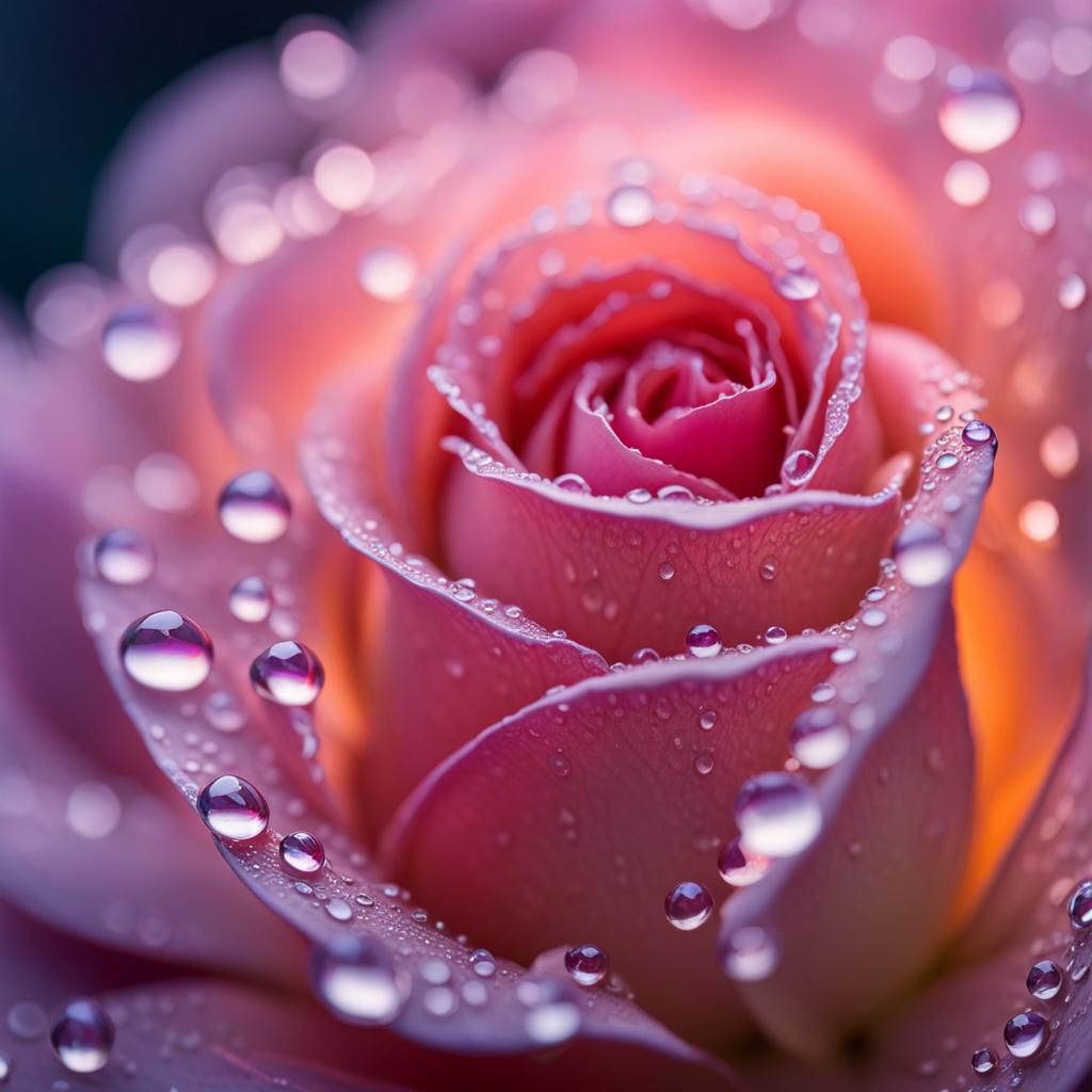 Dew Drops on Rose Petals: Macro Photography