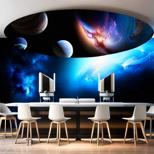 Outer Space Coffee Bar in Detailed Matte Painting