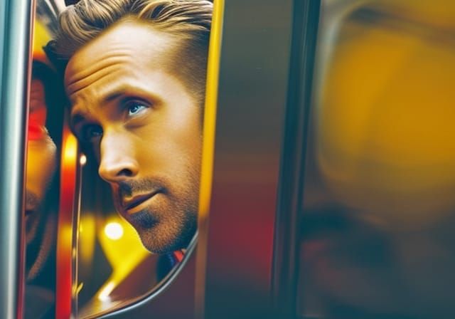 Man in Automat: 1950s Hyperrealistic Portrait