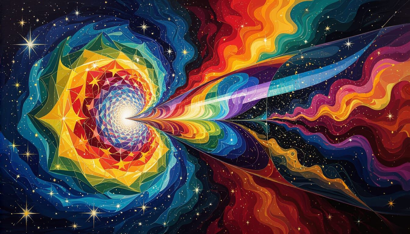 Reflective Cylinder Mirrored in Surrealist Cosmos