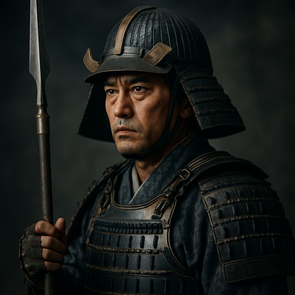 Japanese Soldier with Spear: Hyperrealistic Detail