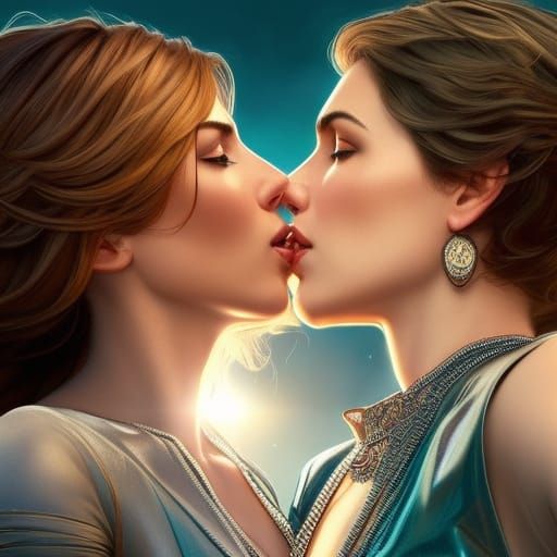 Elegant Portrait of Women in Love