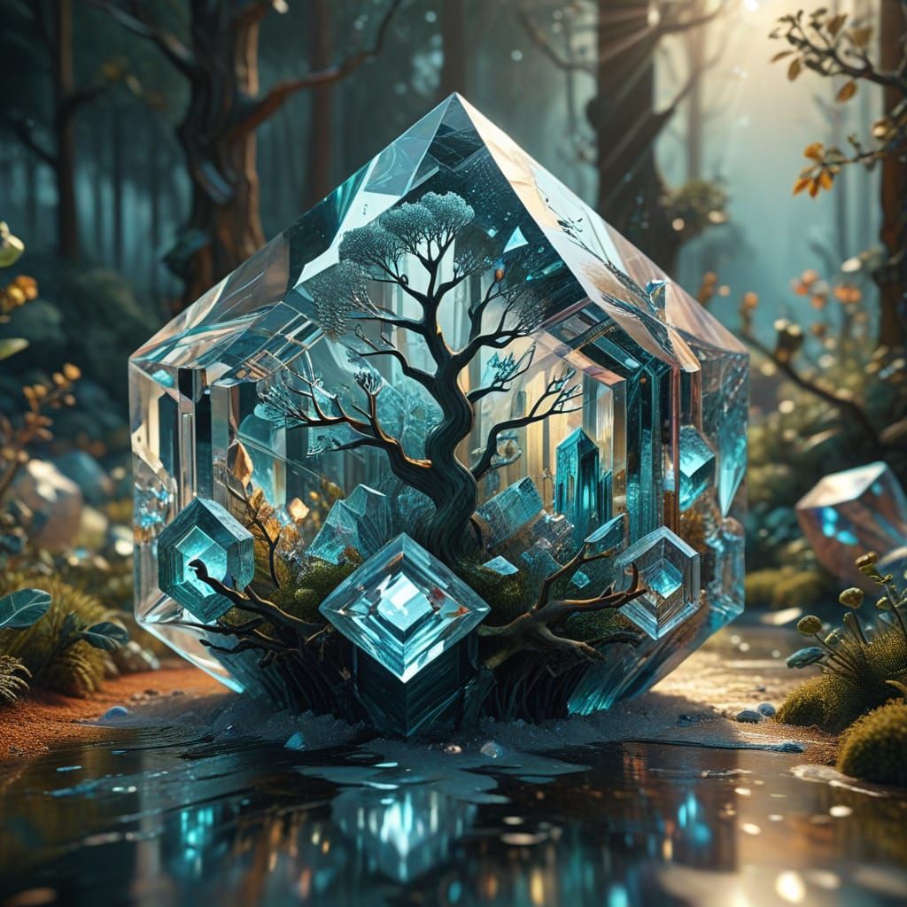 Surreal Crystal Forest Radiates Warm, Glowing Light