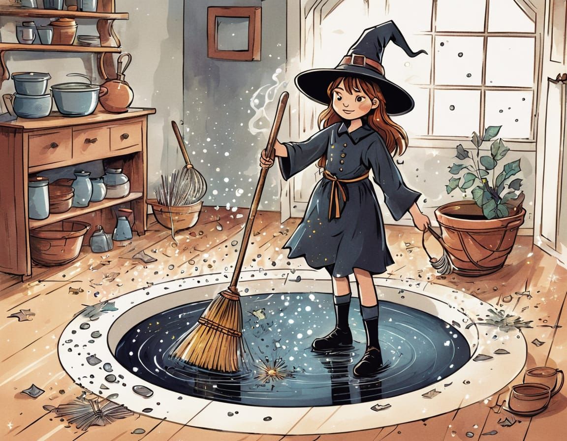 Magical Cleaning: Witch Sweeps and Dishes Wash Themselves