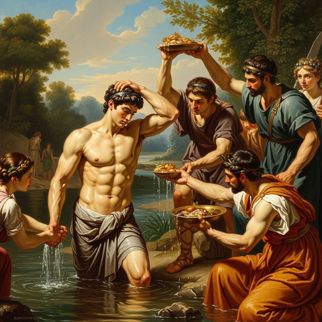 Ancient Greek Hero Theseus Bathes in Sacred Purification Rit...