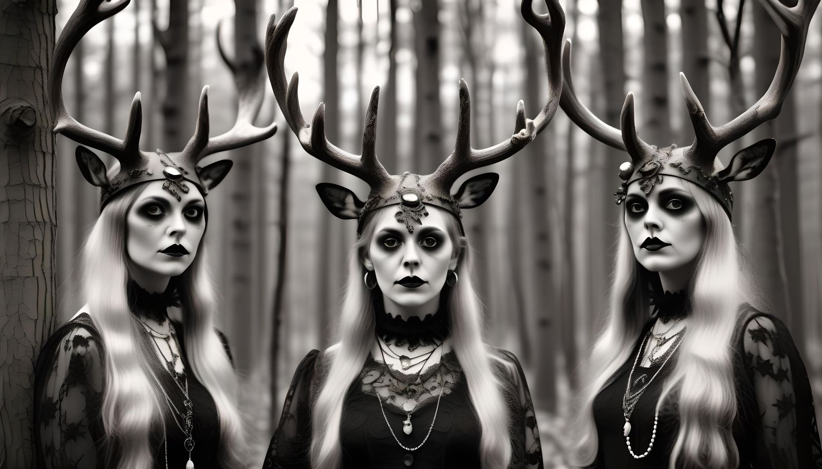 Bizarre Black And White Vintage Photos Of Forest Witches Wit...