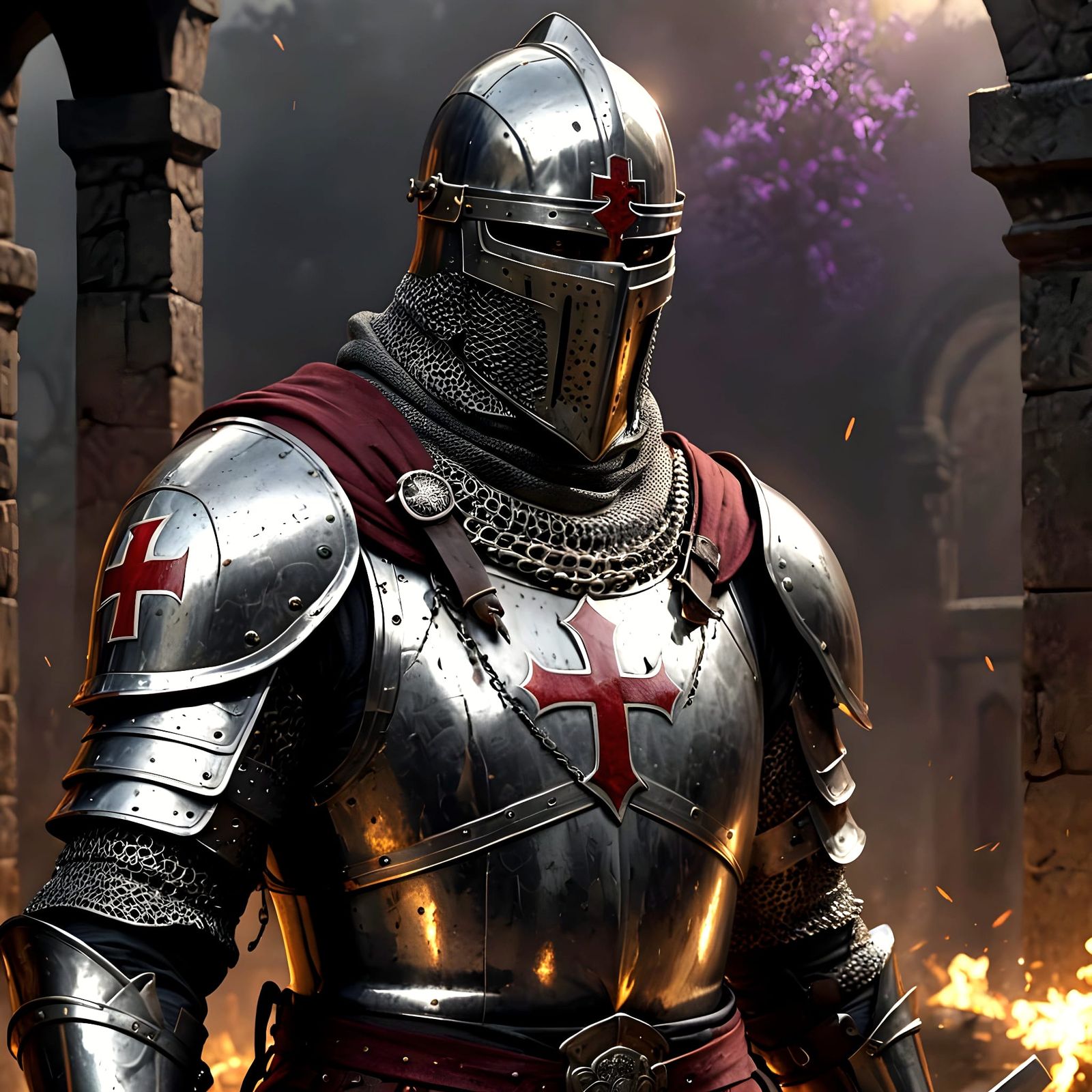 Hyperrealistic Knight Templar in Holy Land, 12th Century
