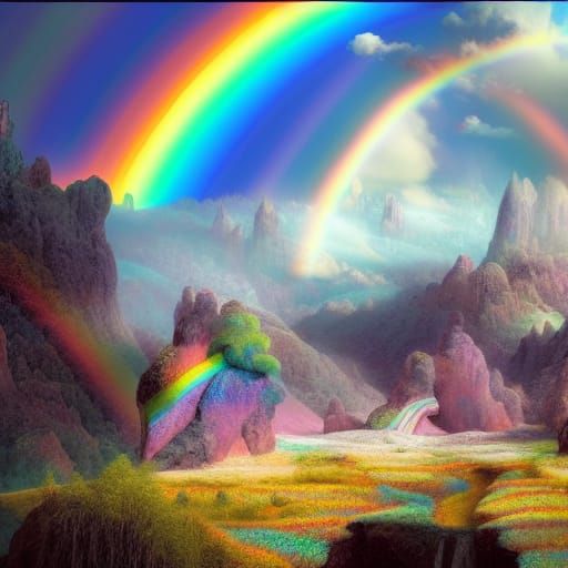 Unicorns at Candy Mountain: A Digital Painting