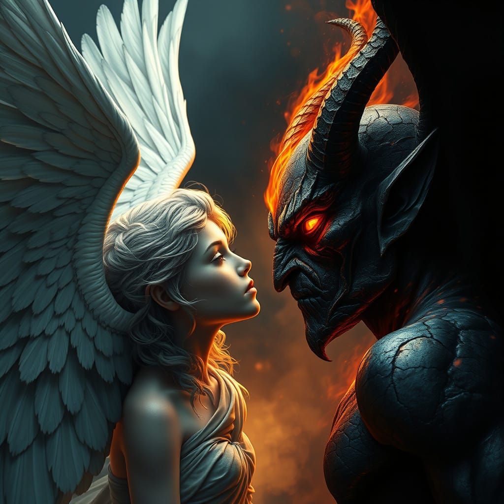 Angel and Demon Locked in Forbidden Love