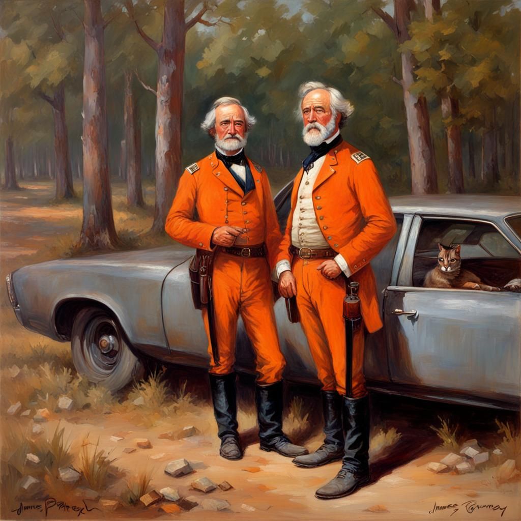 General Lee and Ely Parker, Oil Painting