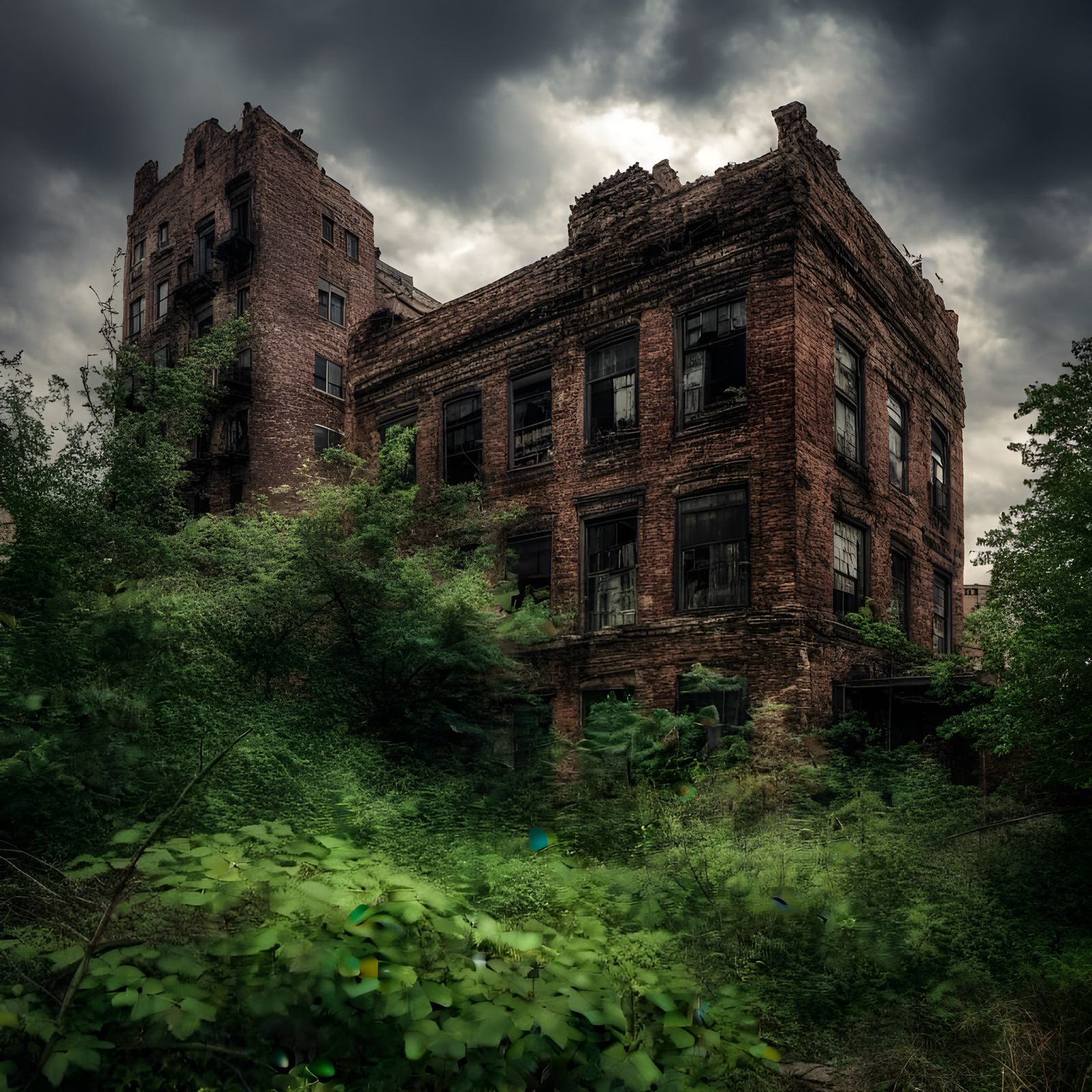 Abandoned City Reclaimed by Nature in HDR