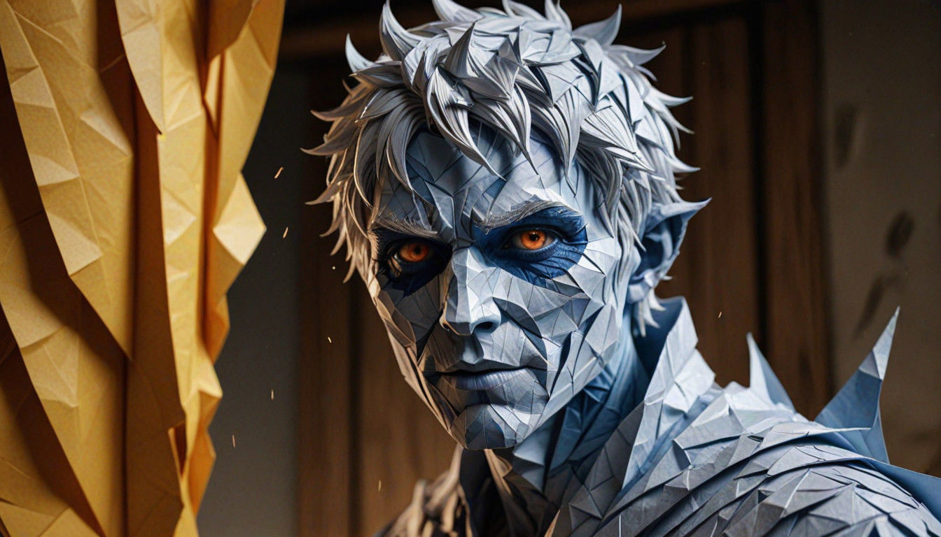 Hyperrealistic Origami Paper Sculpture in a Haunting Slaught...