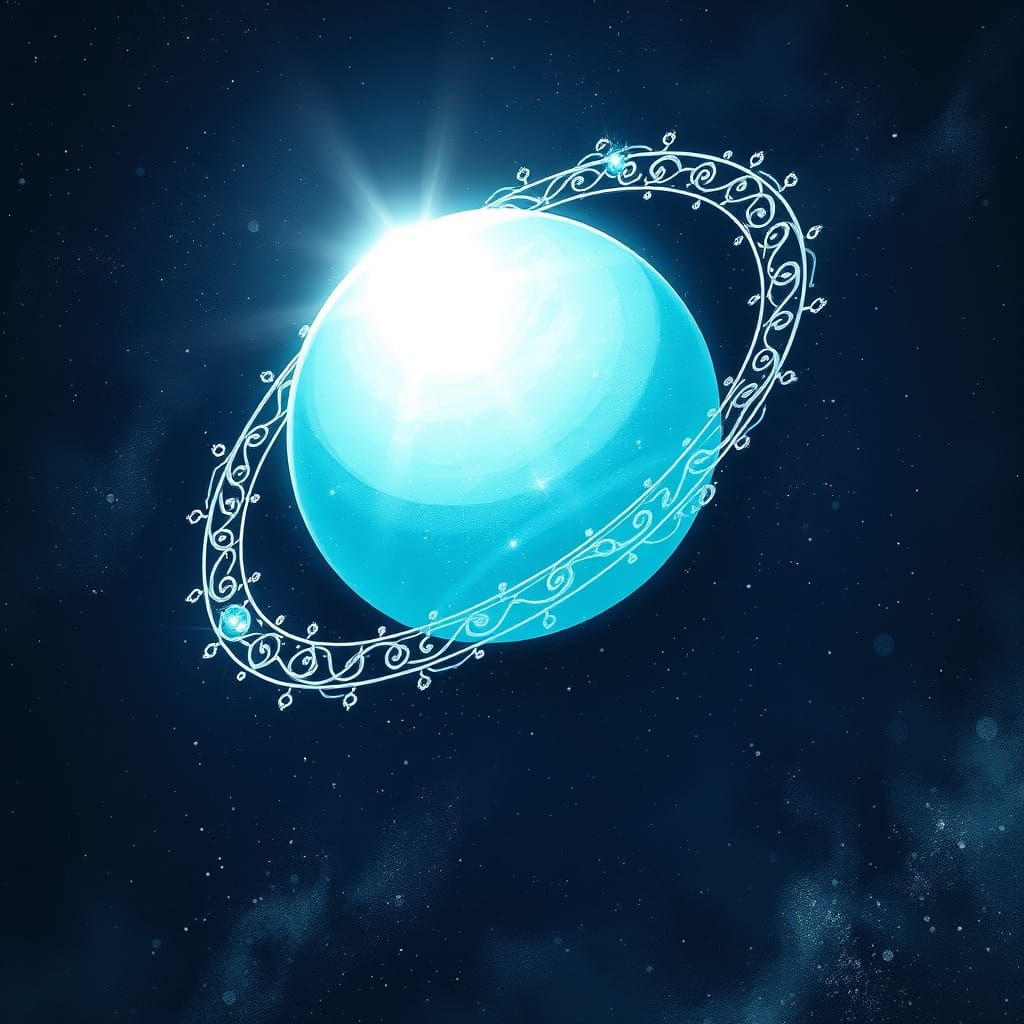 Ethereal Celestial Body in Vibrant Turquoise and Glittering ...