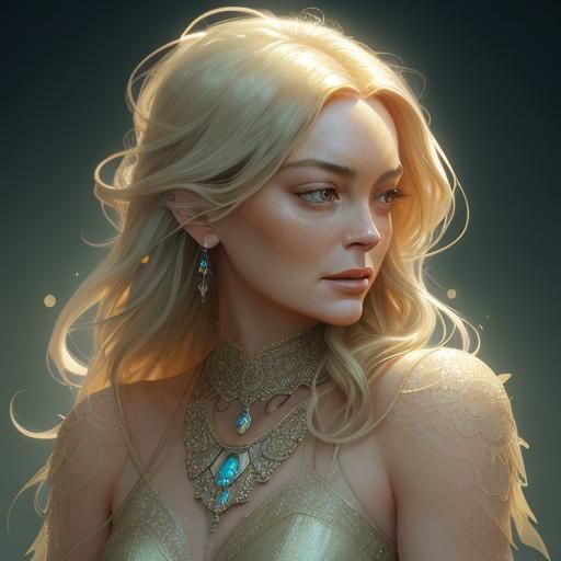 Golden Portrait with Cyberpunk Neon Vibes