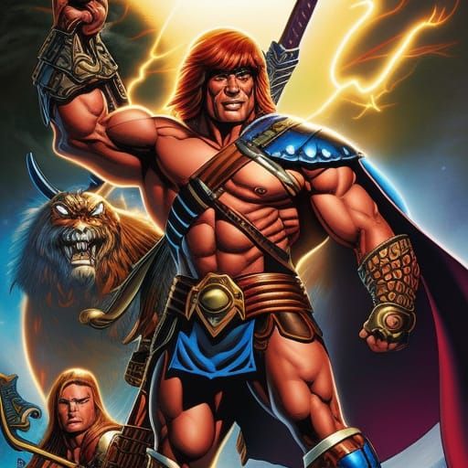 He-Man the Barbarian in Comic Book Art Style
