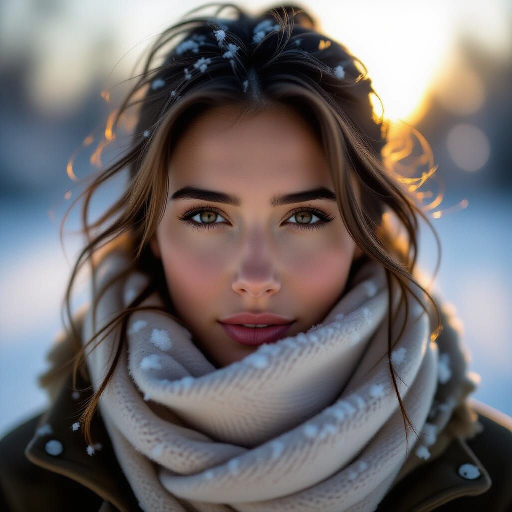 Woman Ready for Adventure in Golden Hour Light