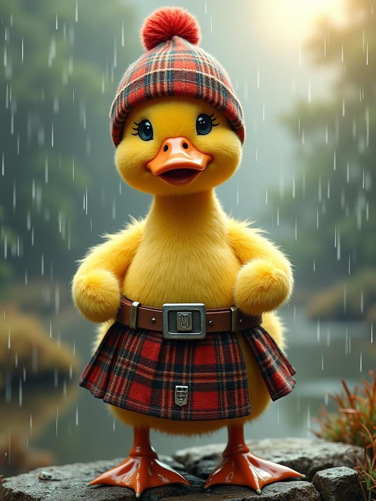 Anthropomorphic Duck in Kilt Acrylic Painting