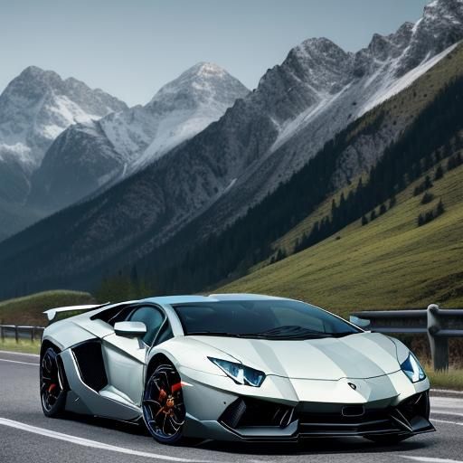 Lamborghini Aventador on Mountain Road: Professional Car Pho...