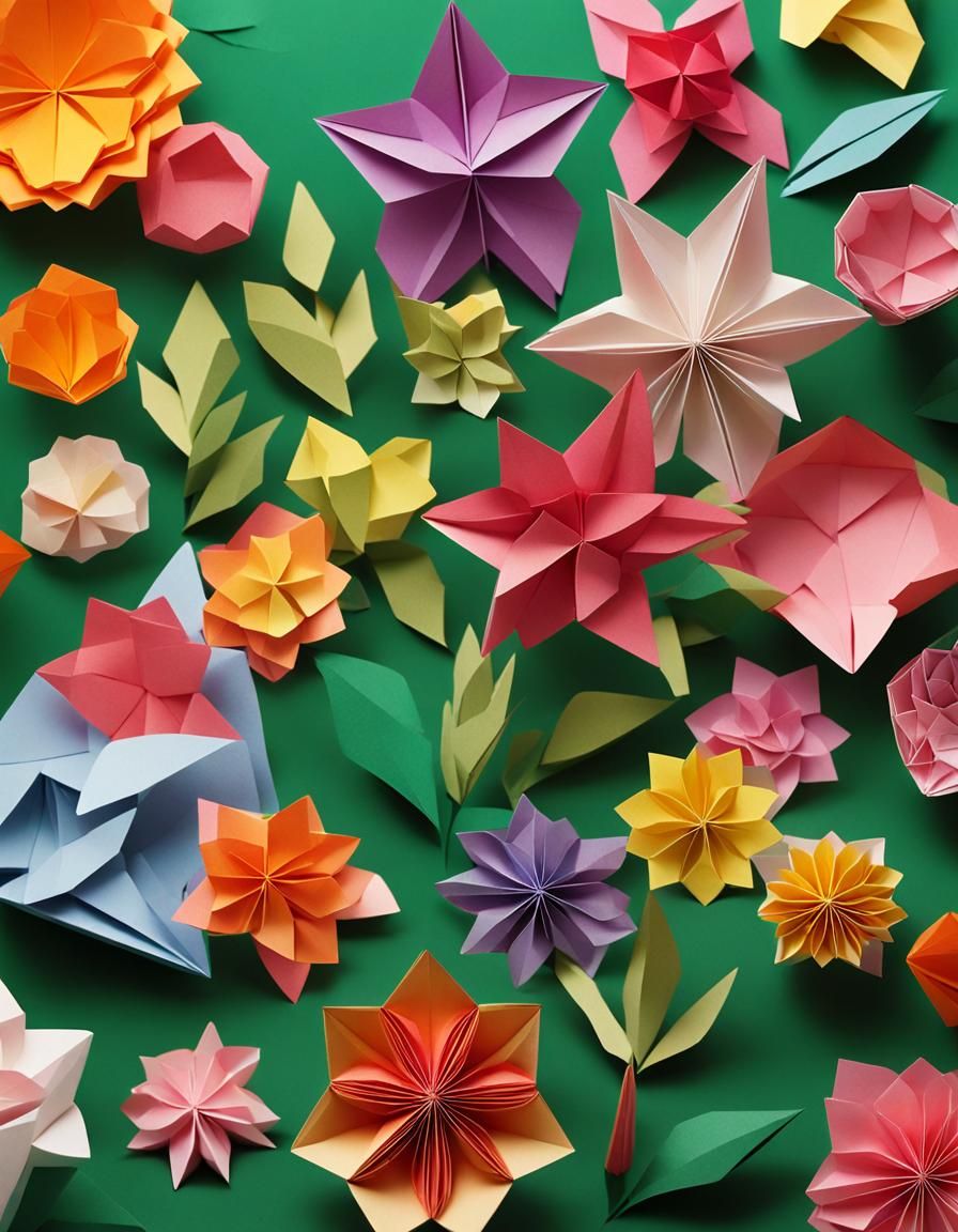 Harmonious Origami Garden in Soft Focus