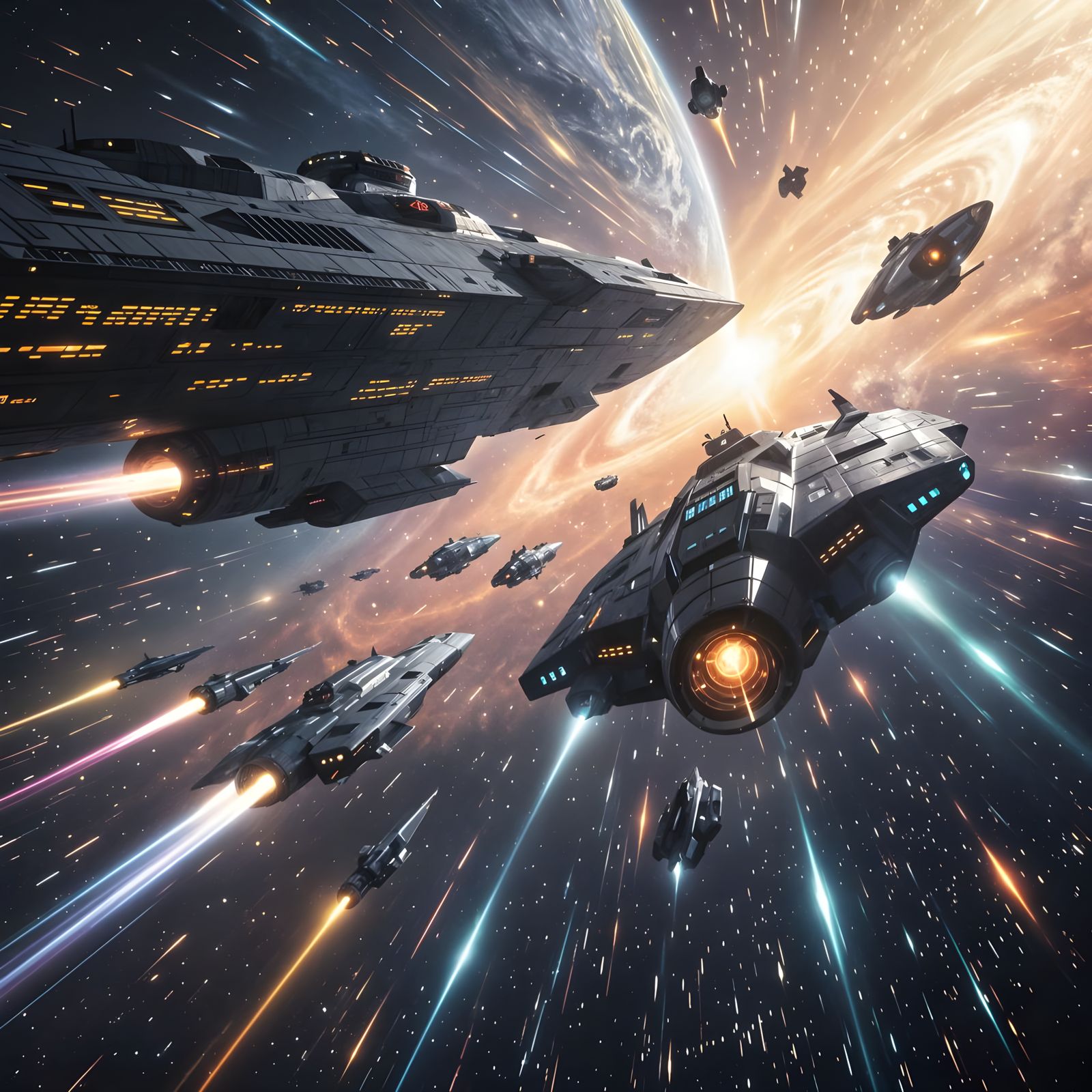 Cinematic Deep-Space Armada Encounter Panorama