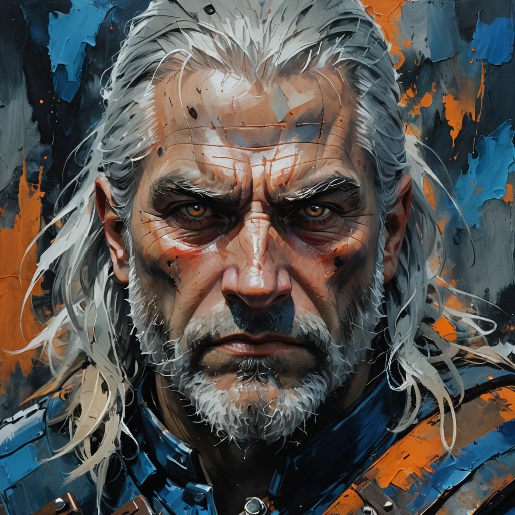 Stoic Portrait in Abstract Expressionist Style