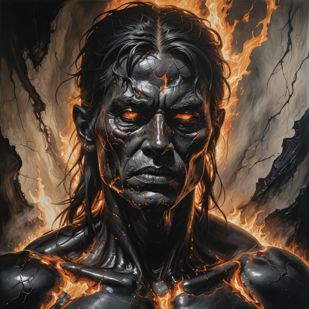 Charred Warrior in Sunlight: A Hyper-Realistic Oil Painting