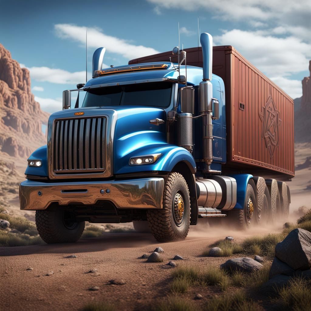 Off Road Semi Truck in Detailed Matte Painting