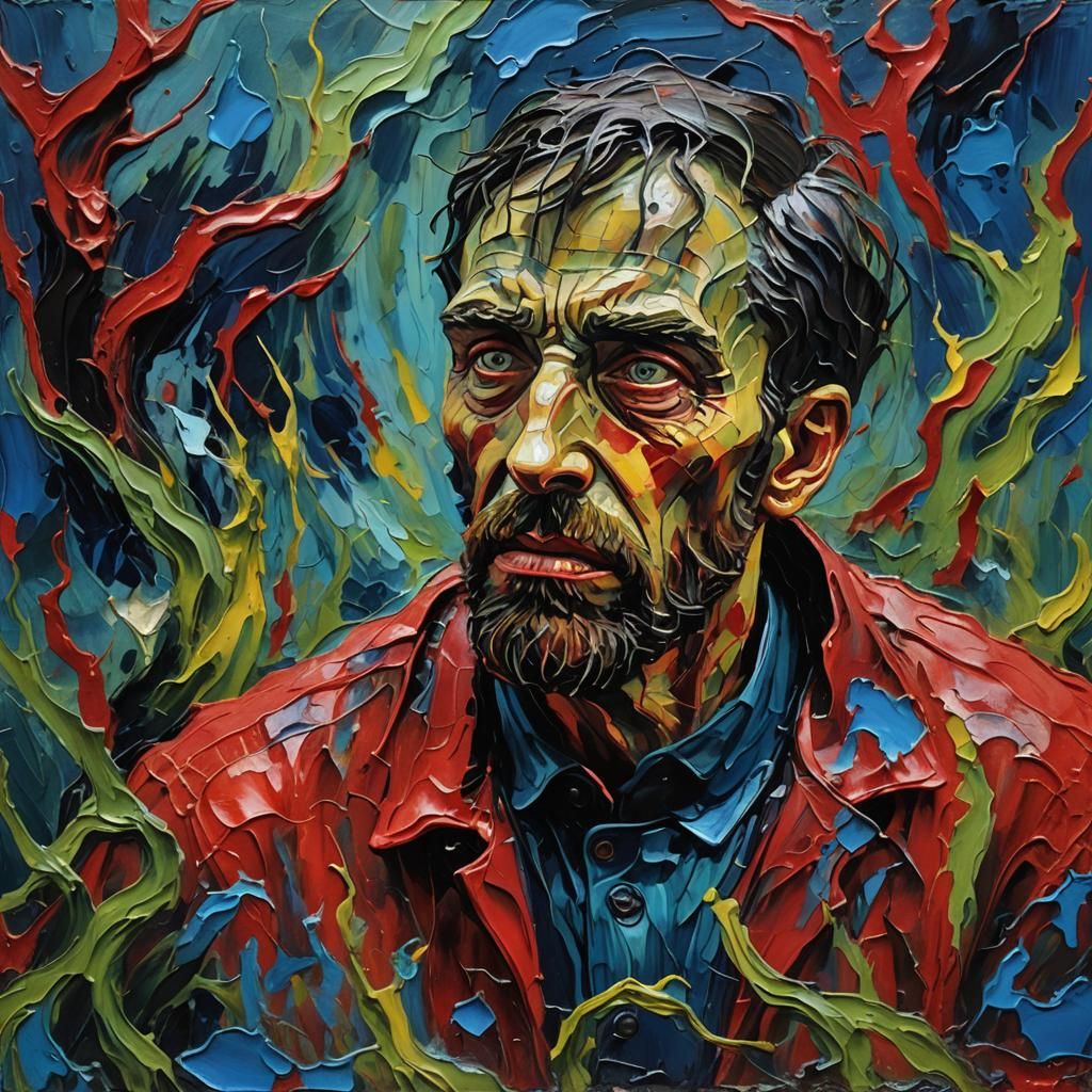 Distressed Figure Reaching Upwards, Neo-Expressionist Impast...