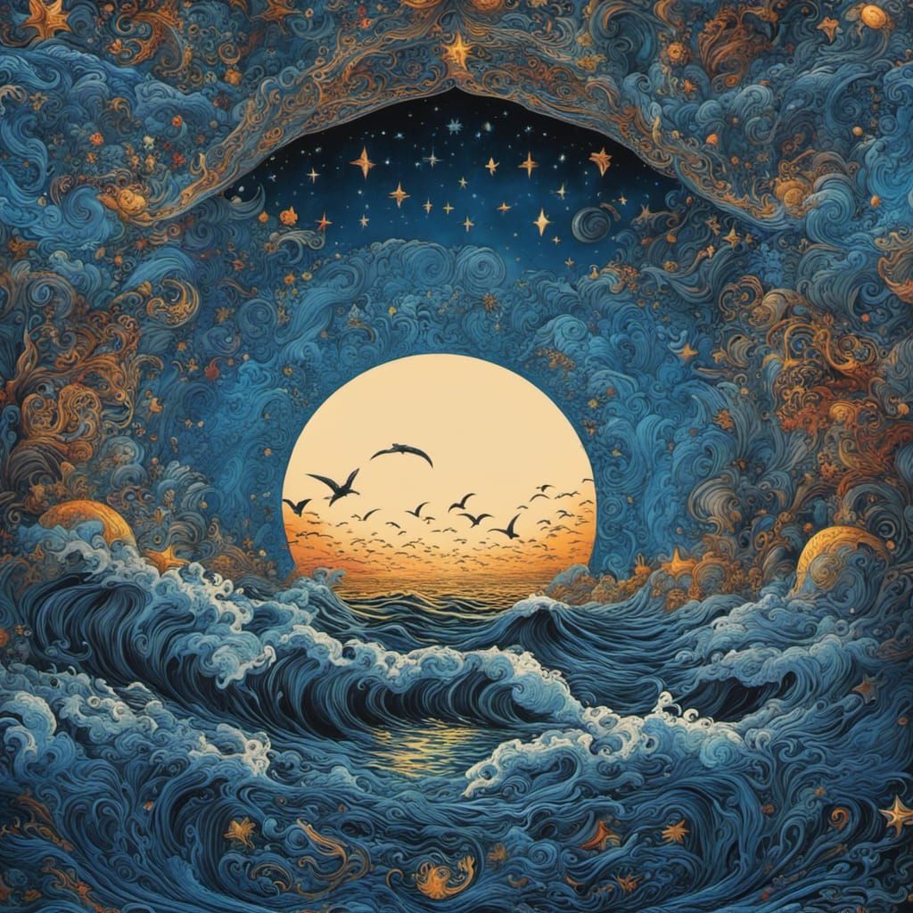 Gothic Ocean Horizon in Tim Burton Style