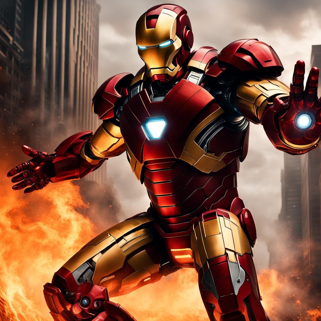 Fire Iron Man Digital Matte Painting