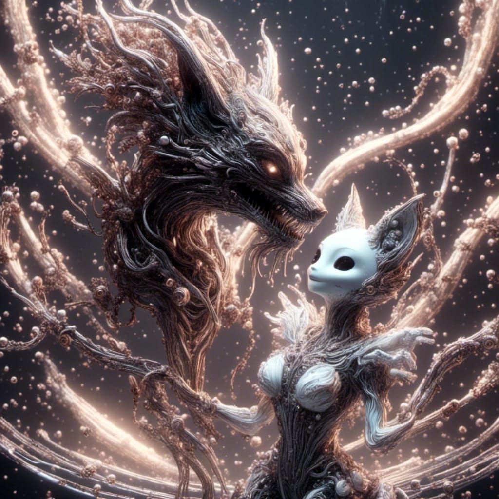 Fox Jumps Over Dog with Symbiote Aesthetic