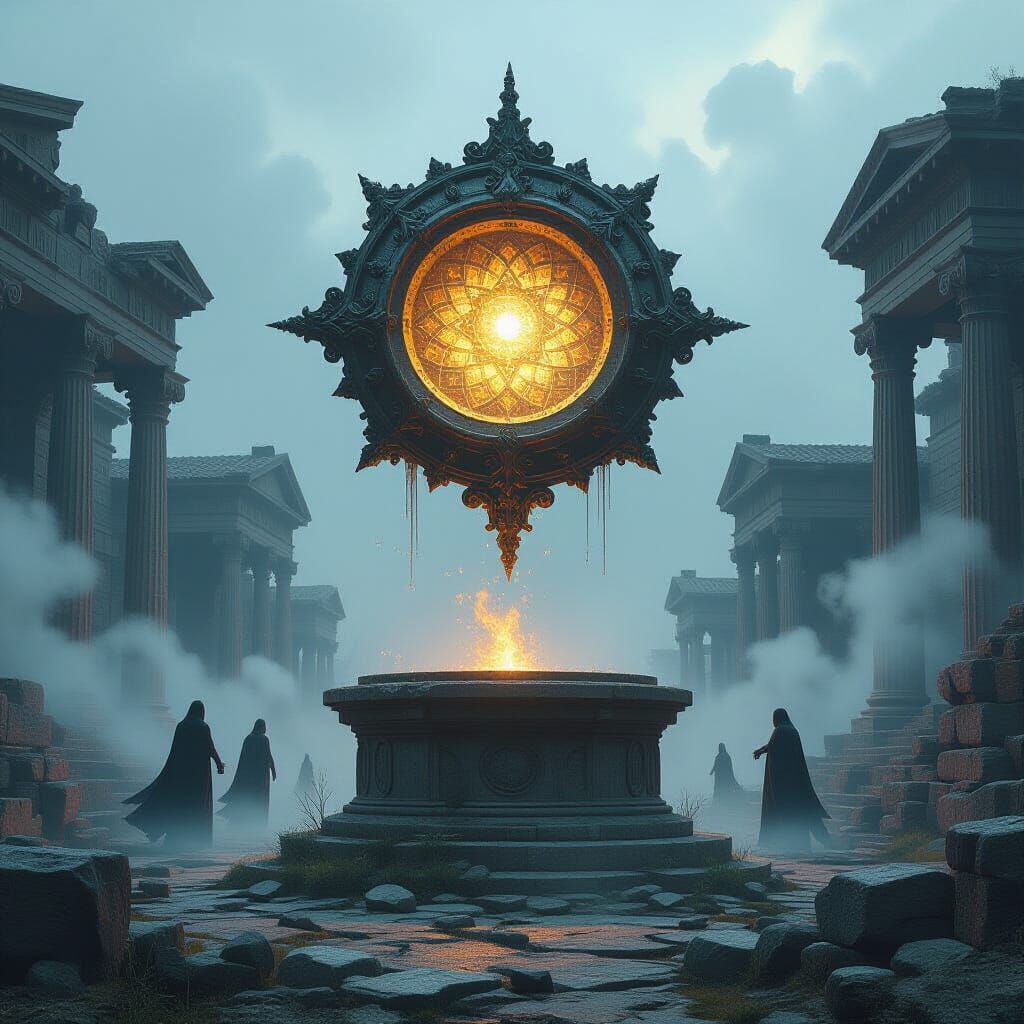 Mystical Artifact Floats Above Ancient Ruins
