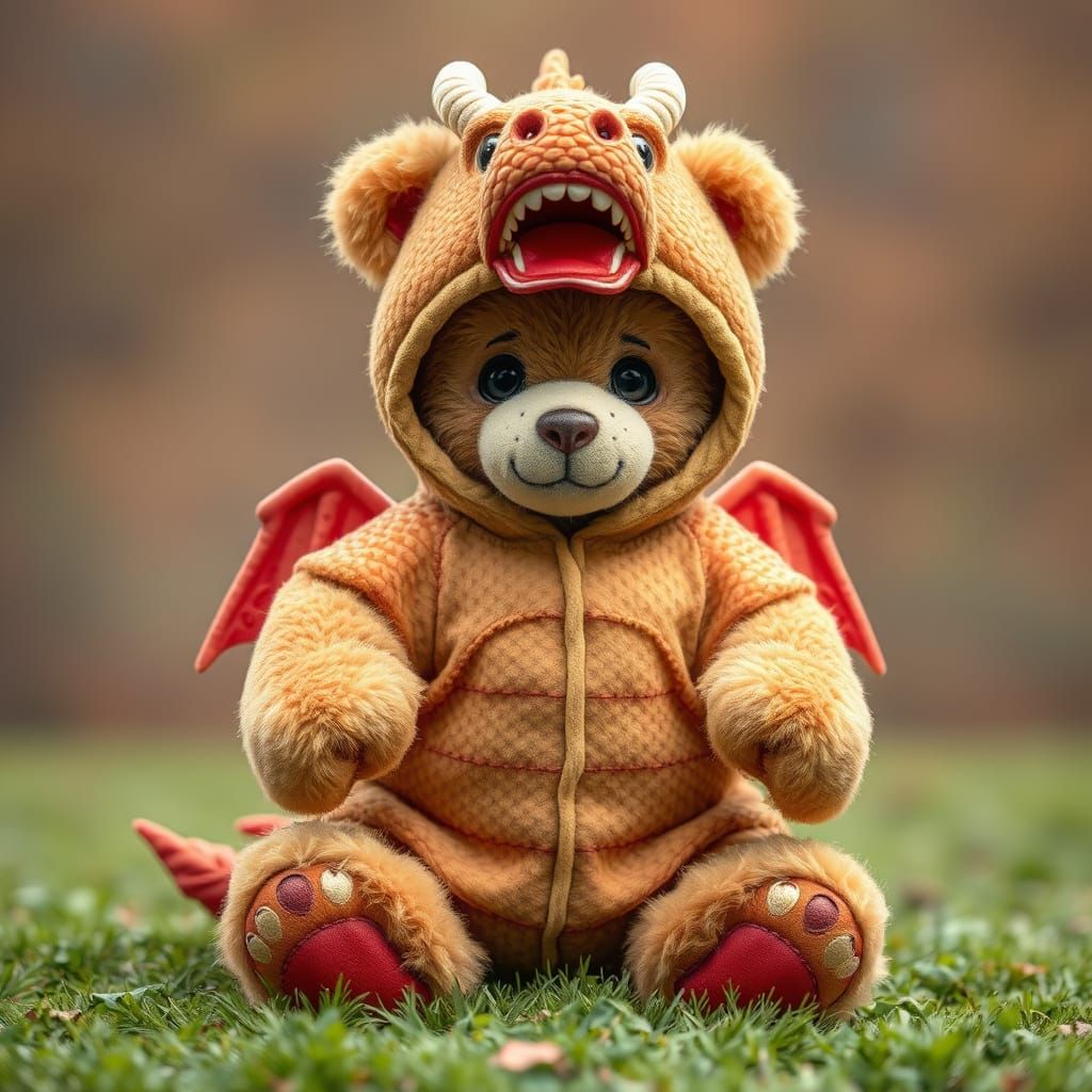 Teddy Bear Dressed in Dragon Armor