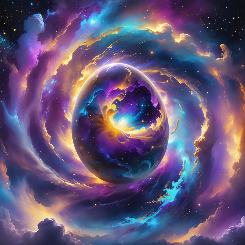 Cosmic Egg in Swirling Nebula: Fantasy Concept Art