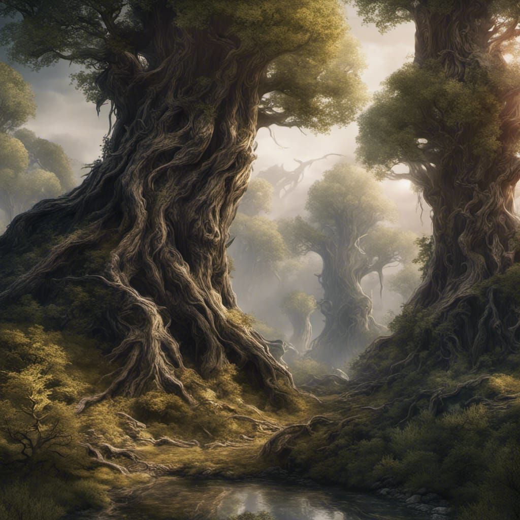 Lord of the Rings Ents in Detailed Matte Painting