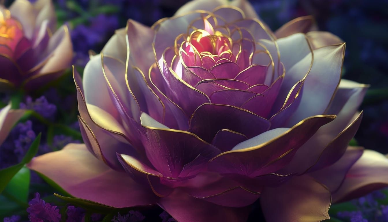 Sci-Fi Alien Zen Garden with Cosmic Sky