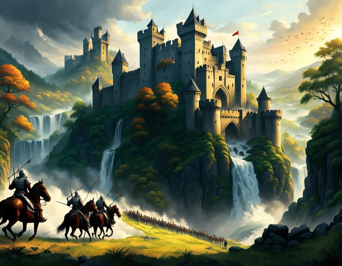 Medieval Army Besieges Castle: Fantasy Concept Art