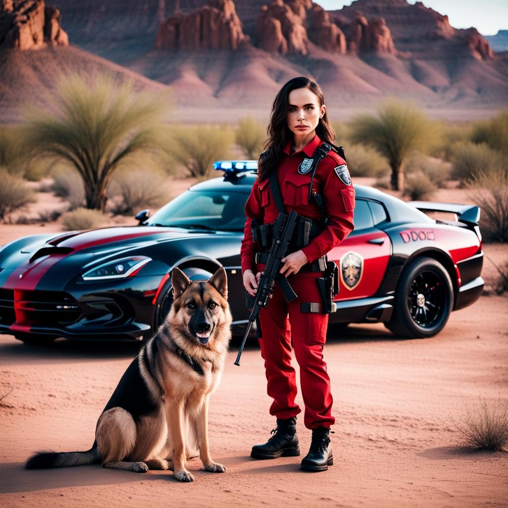SWAT Officer with Alsatian in Arizona Desert