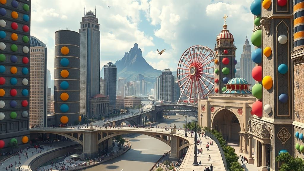 Surreal Cityscapes with Whimsical Polka Dot Architecture