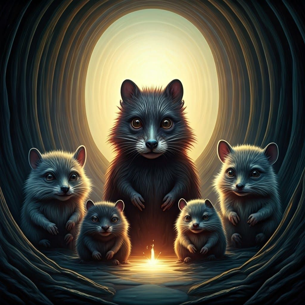 Surreal Furry Gathering in a Cave of Ethereal Wonder