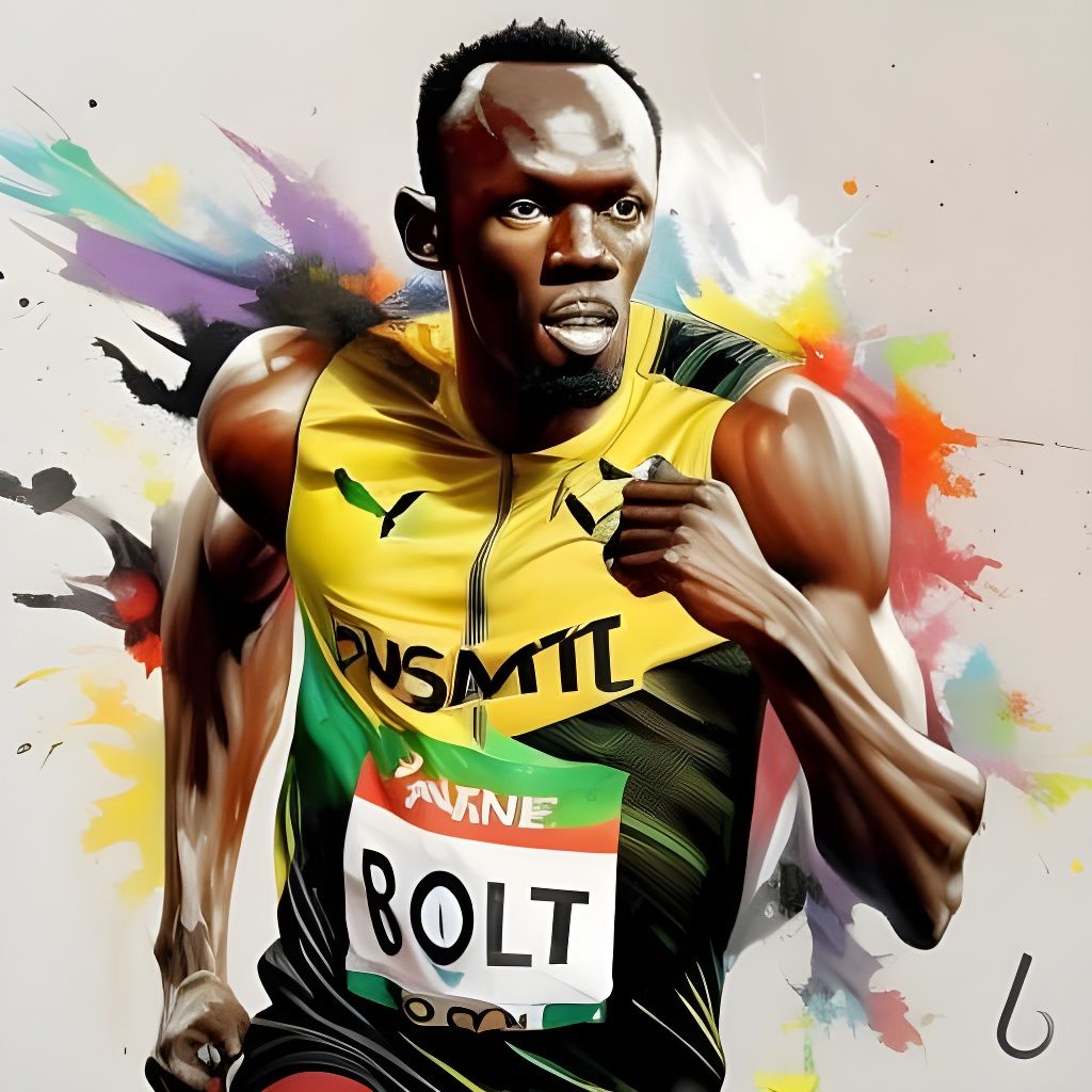 Dynamic Sprinter Portrait in Polychromatic Splash Art
