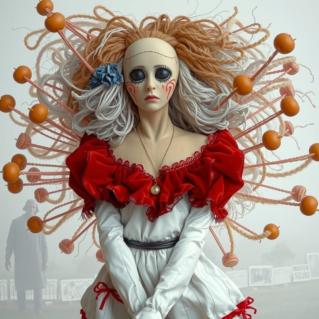 Dystopian Voodoo Doll in Futuristic Realism Style